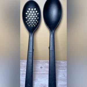 Ninja Foodi NeverStick Slotted and Solid Spoon Set, Black